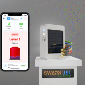 Swarn Jal (IOT-AS) Smart Application Based Wireless Water Level Indicator with Overflow & Empty Alarm | Android App | No External SIM Required | No Wi-Fi | Solar Powered | 1 Year Free Subscription