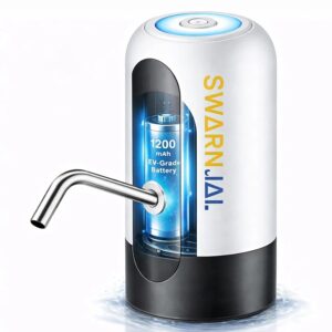 Swarn Jal Water Dispenser Pump for 20 Litre Bottle from Swarn Jal, Automatic, 1200mAah EV Grade Rechargeable Battery, 1 Year Complete Warranty
